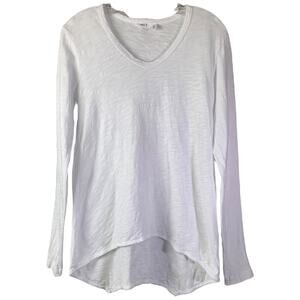Wilt Long Sleeve TShirt Women XS Anthro White Cotton Lagenlook Boho Back V-Neck‎
